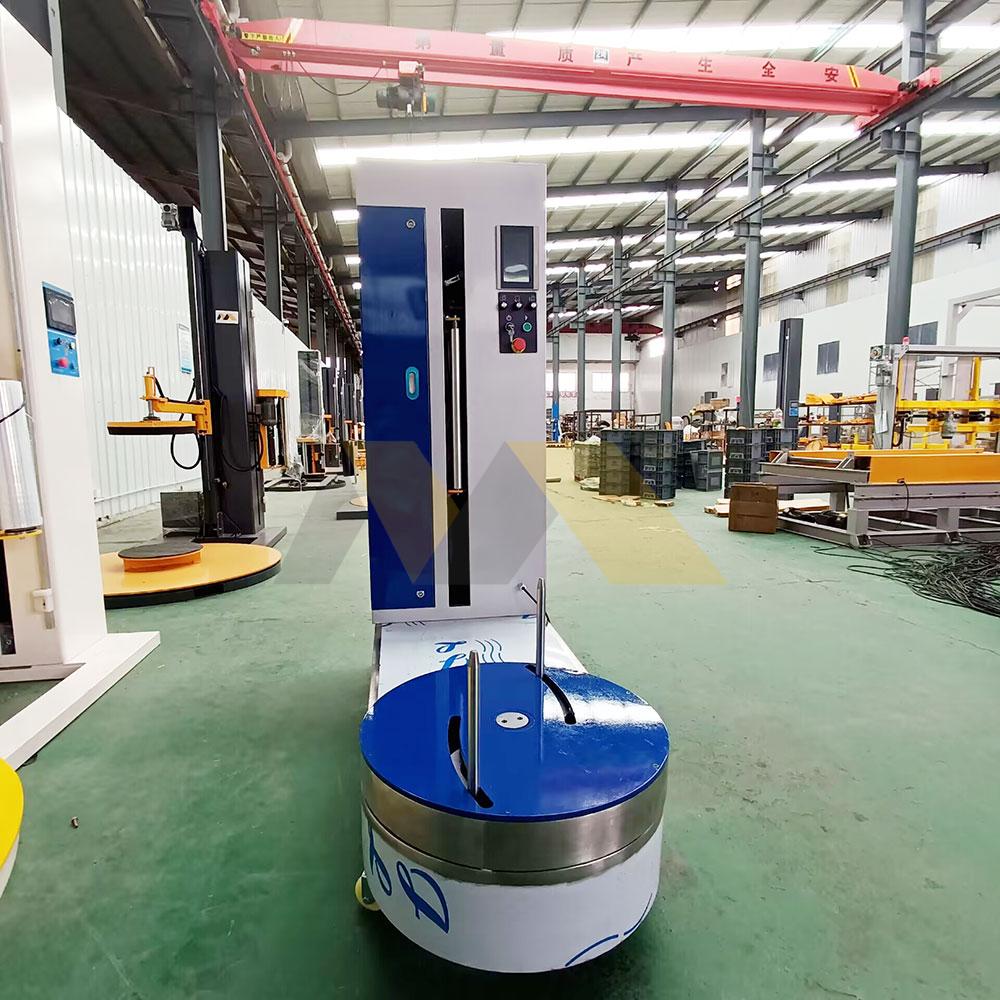 Value luggage wrapping machine shown with a price tag under $5000