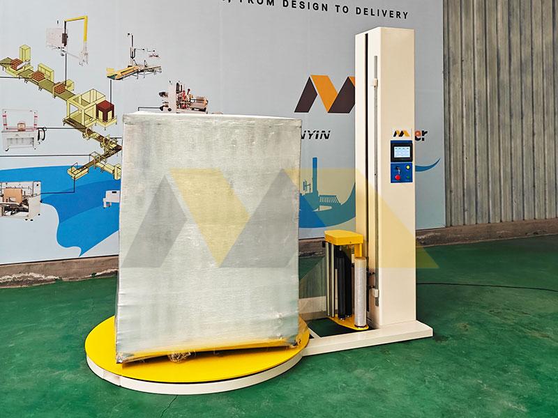 fully automatic pallet wrapper working